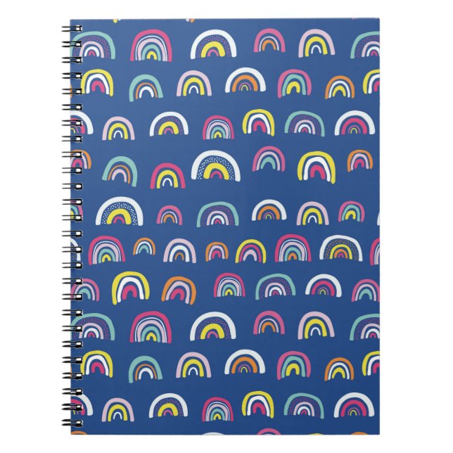 Caderno Espiral Padrão Arco-Íris Colorido (Frente)