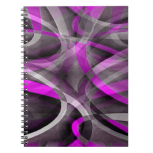 Caderno Espiral Padrão Artístico Rétro dos Anos Oitenta em Magenta