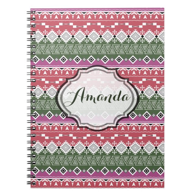 Caderno Espiral Padrão asteca. (Frente)