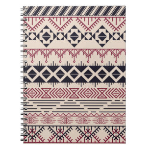 Caderno Espiral Padrão asteca. Fundo tribal Vintage