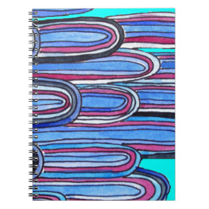 Caderno Espiral Padrão azul-aquário das ondas do oceano