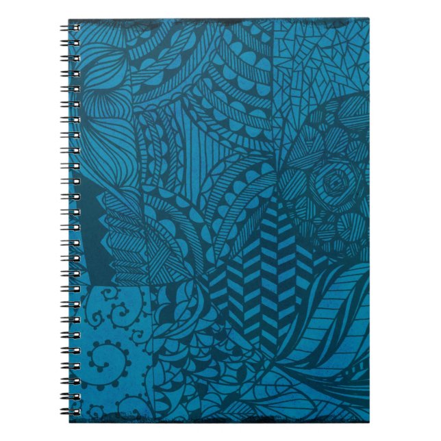 Caderno Espiral Padrão Azul de abstrato Art (Frente)