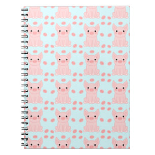 Caderno Espiral Padrão Azul Rosa-Rosa-claro