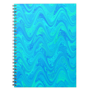 Caderno Espiral Padrão Azul Verde Mármore