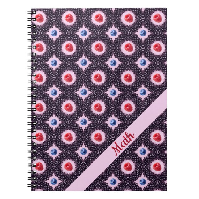 Caderno Espiral Padrão Berry Bliss com Espiral de Nome Personaliza (Frente)