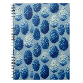 Caderno Espiral Padrão Blue Winter Pine Cone