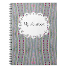 Caderno Espiral Padrão Bonito de Corações Rosa e Verde