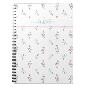 Caderno Espiral Padrão Bonito Floral Blush do Nome Personalizado B