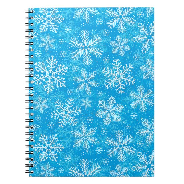 Caderno Espiral Padrão branco de flocos de neve (Frente)