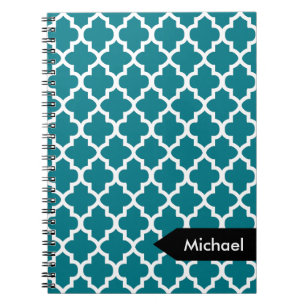 Caderno Espiral Padrão Branco Quatrefoil Sem Costura