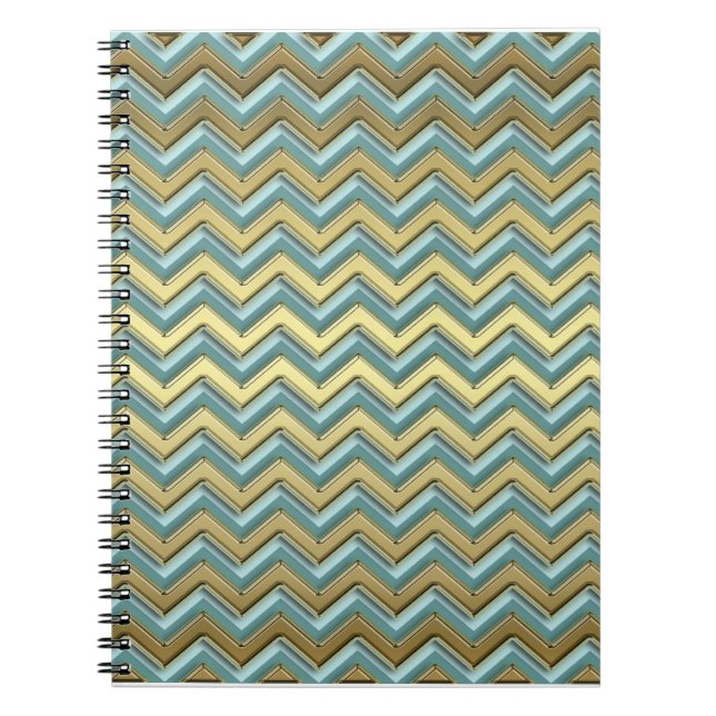 Caderno Espiral Padrão Chevron Dourado e lacrimogênio (Frente)