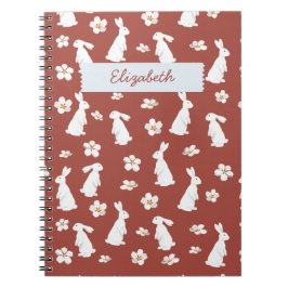 Caderno Espiral Padrão Chinês de Coelho de Ano Novo