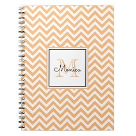 Caderno Espiral Padrão Clássico Laranja Moderno com Monograma