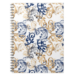 Caderno Espiral Padrão Clássico Retrô em Estilo Barroco