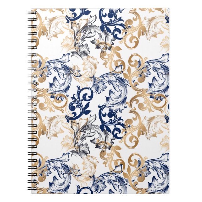 Caderno Espiral Padrão Clássico Retrô em Estilo Barroco (Frente)