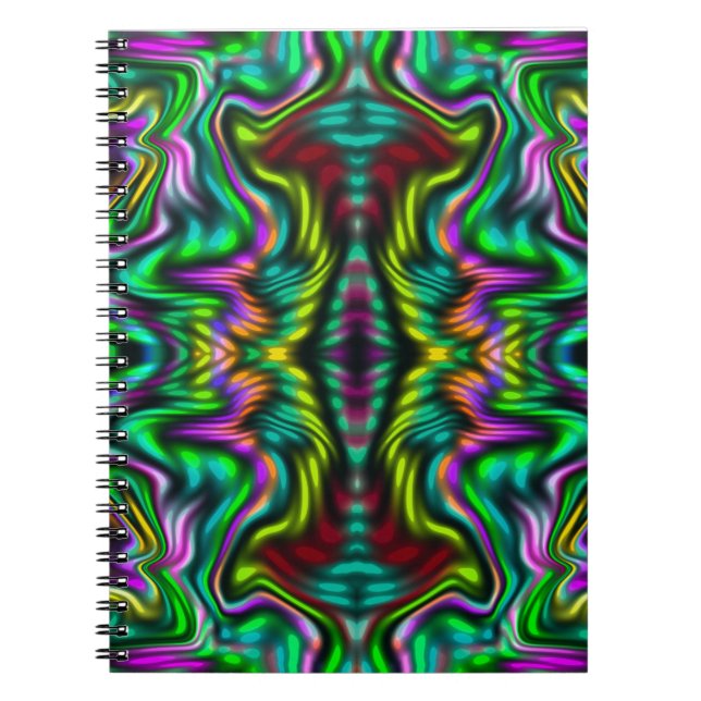 Caderno Espiral Padrão colorido abstrato. (Frente)