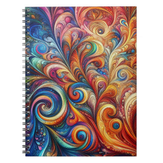 Caderno Espiral Padrão Colorido Abstrato