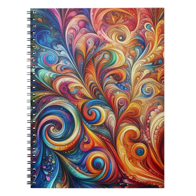 Caderno Espiral Padrão Colorido Abstrato (Frente)