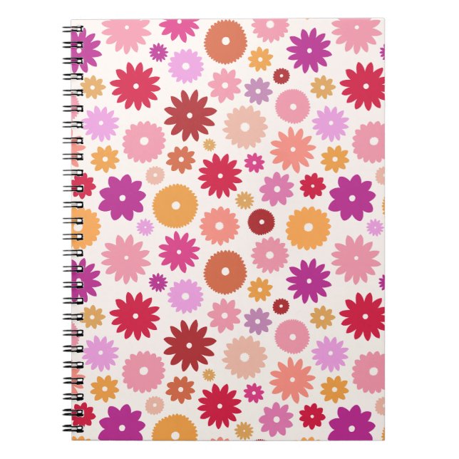 Caderno Espiral Padrão Colorido de Flores (Frente)