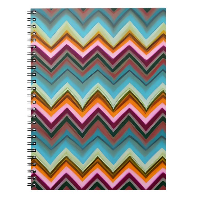 Caderno Espiral Padrão Colorido de Forma V (Frente)
