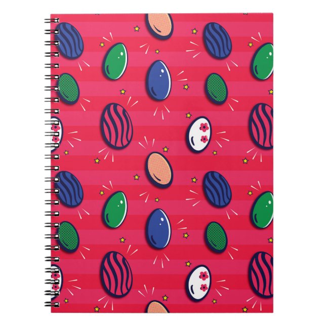 Caderno Espiral Padrão Colorido de Ovos de Páscoa Pop (Frente)