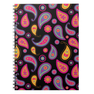Caderno Espiral Padrão Colorido de Paisley