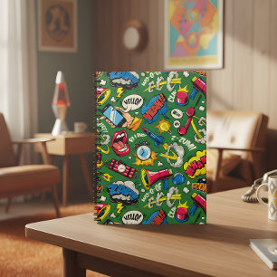 Caderno Espiral Padrão Colorido de pop Art - Explosão de Comic Ret