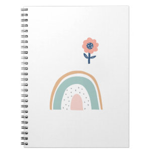 Caderno Espiral Padrão Colorido do Arco-Íris-Íris-Íris de Flor Cut