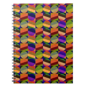 Caderno Espiral Padrão Colorido Inspirado em Vintage