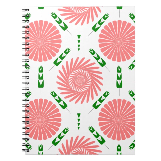 Caderno Espiral padrão com flores rosa (Frente)