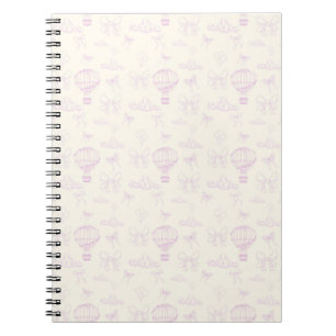 Caderno Espiral Padrão contínuo de balão de ar quente e laços Toil