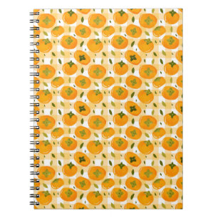 Caderno Espiral Padrão contínuo de caquis desenhados à mão fofos
