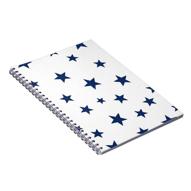 Caderno Espiral Padrão contínuo de estrelas em azul marinho clássi (Lado Direito)