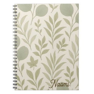 Caderno Espiral Padrão contínuo de fluxo botânico   Ioga de luxo 