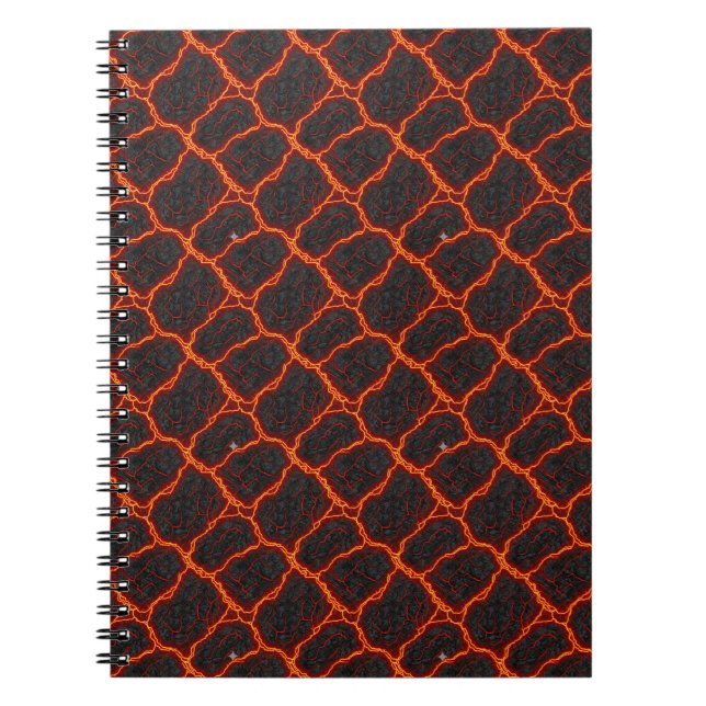 Caderno Espiral Padrão contínuo de fluxo de lava (Frente)