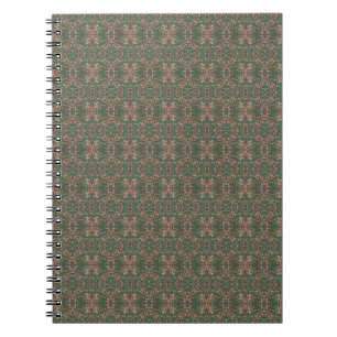 Caderno Espiral Padrão contínuo de folhagem de folhas de outono bo