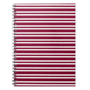 Caderno Espiral Padrão contínuo de listras brancas Borgonha