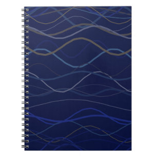 Caderno Espiral Padrão contínuo de mármore turbilhão azul dourado