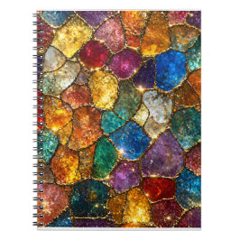 Caderno Espiral Padrão contínuo de mosaico de cristal colorido de 