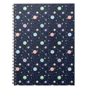 Caderno Espiral Padrão contínuo de planetas do Sistema Solar