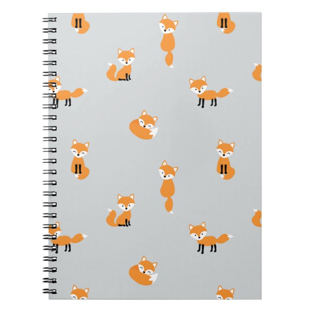 Caderno Espiral Padrão contínuo de raposas (Frente)
