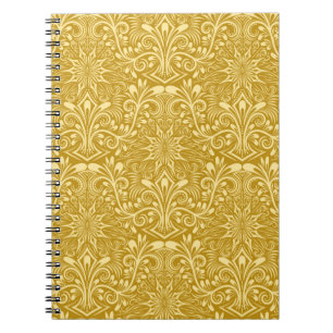 Caderno Espiral Padrão contínuo do Damask repetindo o plano de f
