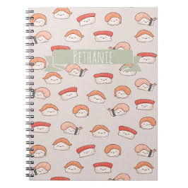 Caderno Espiral Padrão Cute Nigiri Sushi Sem Costura