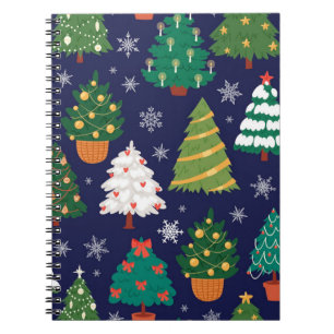 Caderno Espiral Padrão da árvore de Natal
