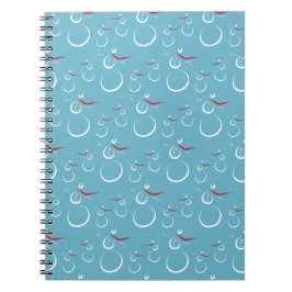 Caderno Espiral Padrão da Família de Snowman Cute em Cyan Winter