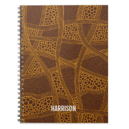 Caderno Espiral Padrão de Abstrato de &bege castanho personalizado