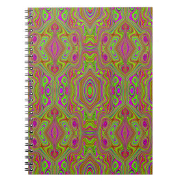 Caderno Espiral Padrão de Abstrato magenta do Trippy Retro Chartre