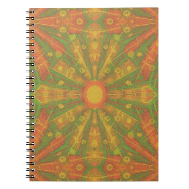 Caderno Espiral Padrão de abstrato "Sunshine" em laranja e amarelo (Frente)