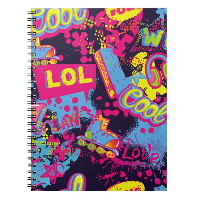 Caderno Espiral Padrão de adolescentes abstrato sem problemas. His (Frente)
