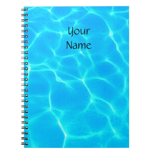 Caderno Espiral Padrão De Água Aqua Com Ondas De Reflexão (Frente)